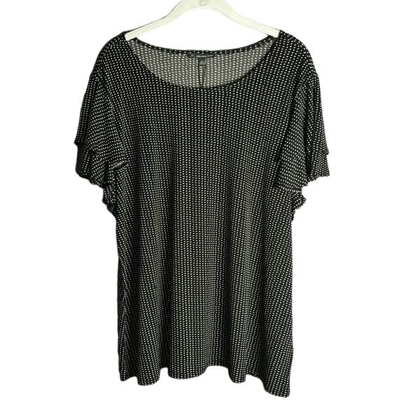 Adrianna Papell Black and White Polka Dot Flutter Sleeve Blouse Size 2X - Picture 1 of 9